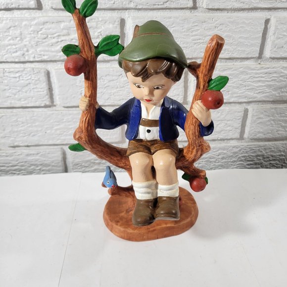 Vintage Bradford Hummel Style Boy in an Apple Tree.  -- ITEM #1285 - Picture 2 of 7